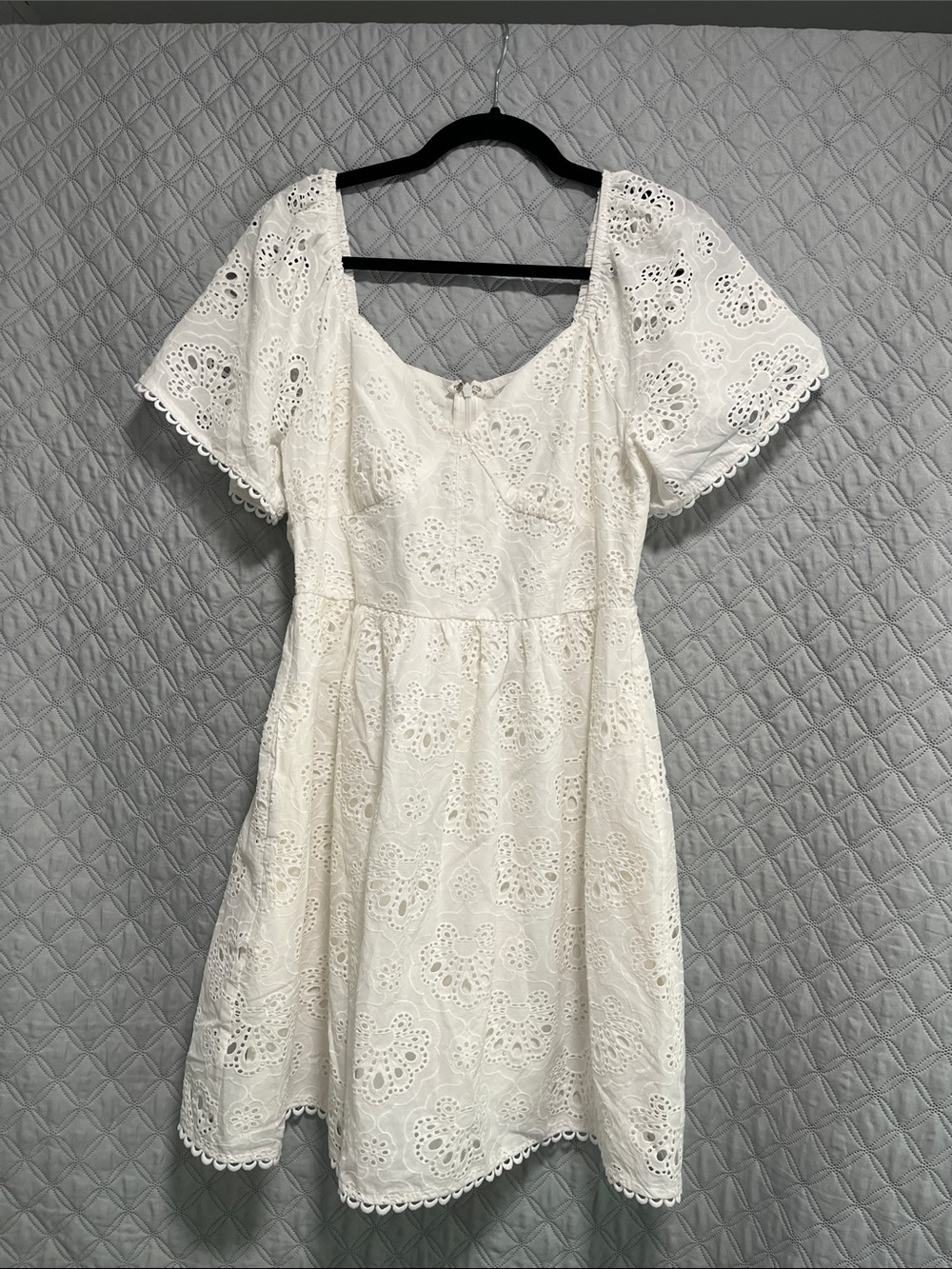Lost + Wander White Eyelet Scoop-Neck Mini Dress